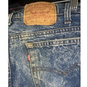 Levi Strauss 1989 Vintage 506 Men Blue Acid Wash Denim Jeans W38 L30 Made in USA